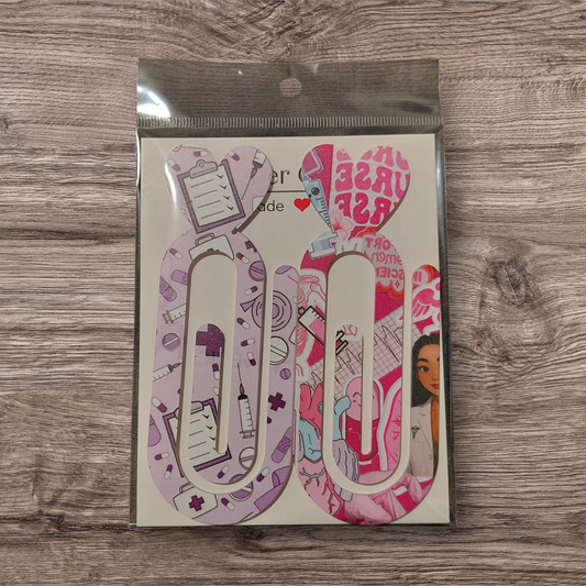 Design Graphic Bookmark Clip or Paper Clip Holder 2pc Set