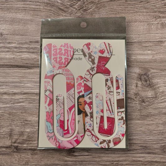 Design Graphic Bookmark Clip or Paper Clip Holder 2pc Set